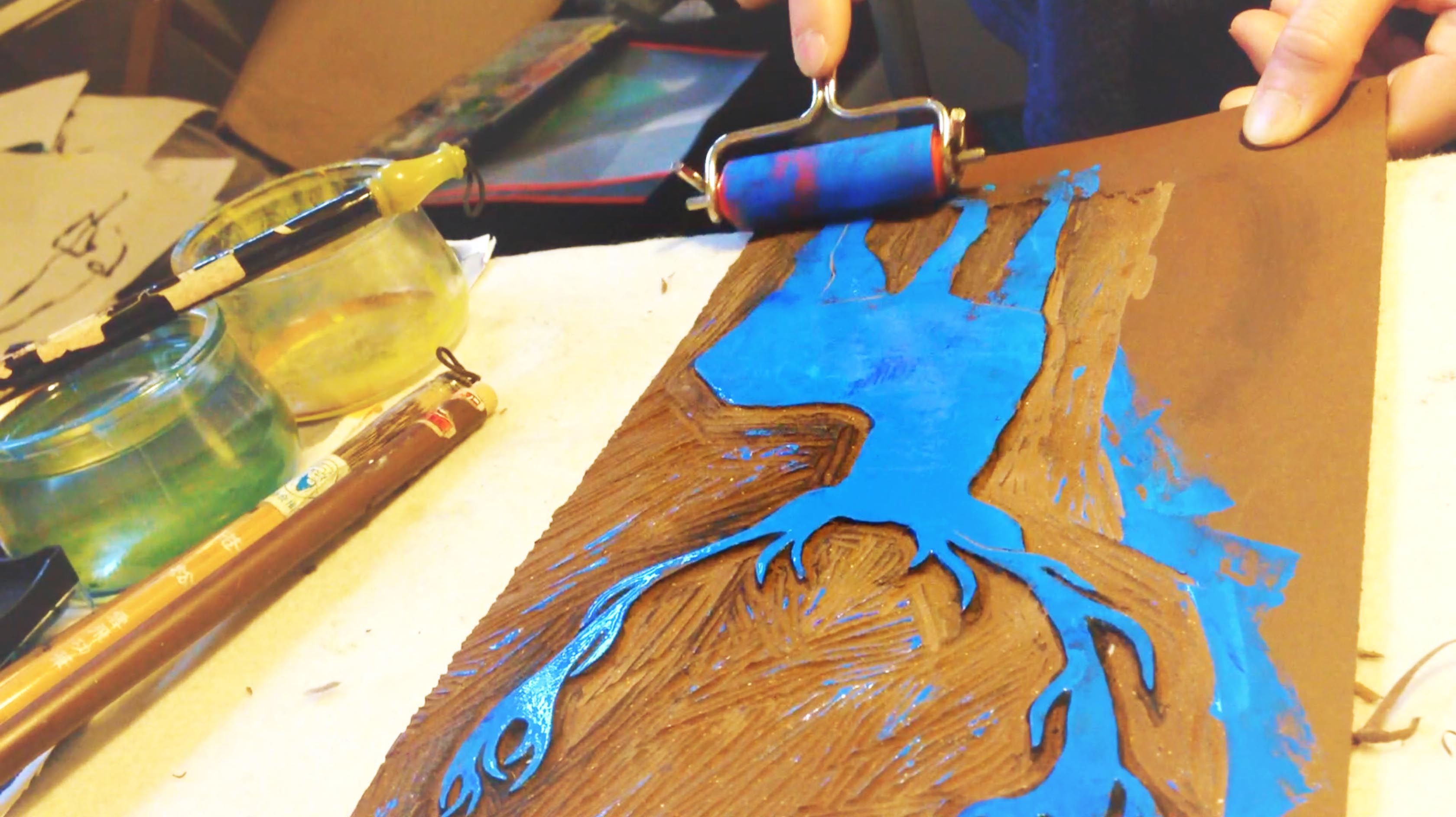 The Blue Deer: Hand-carved Stamp